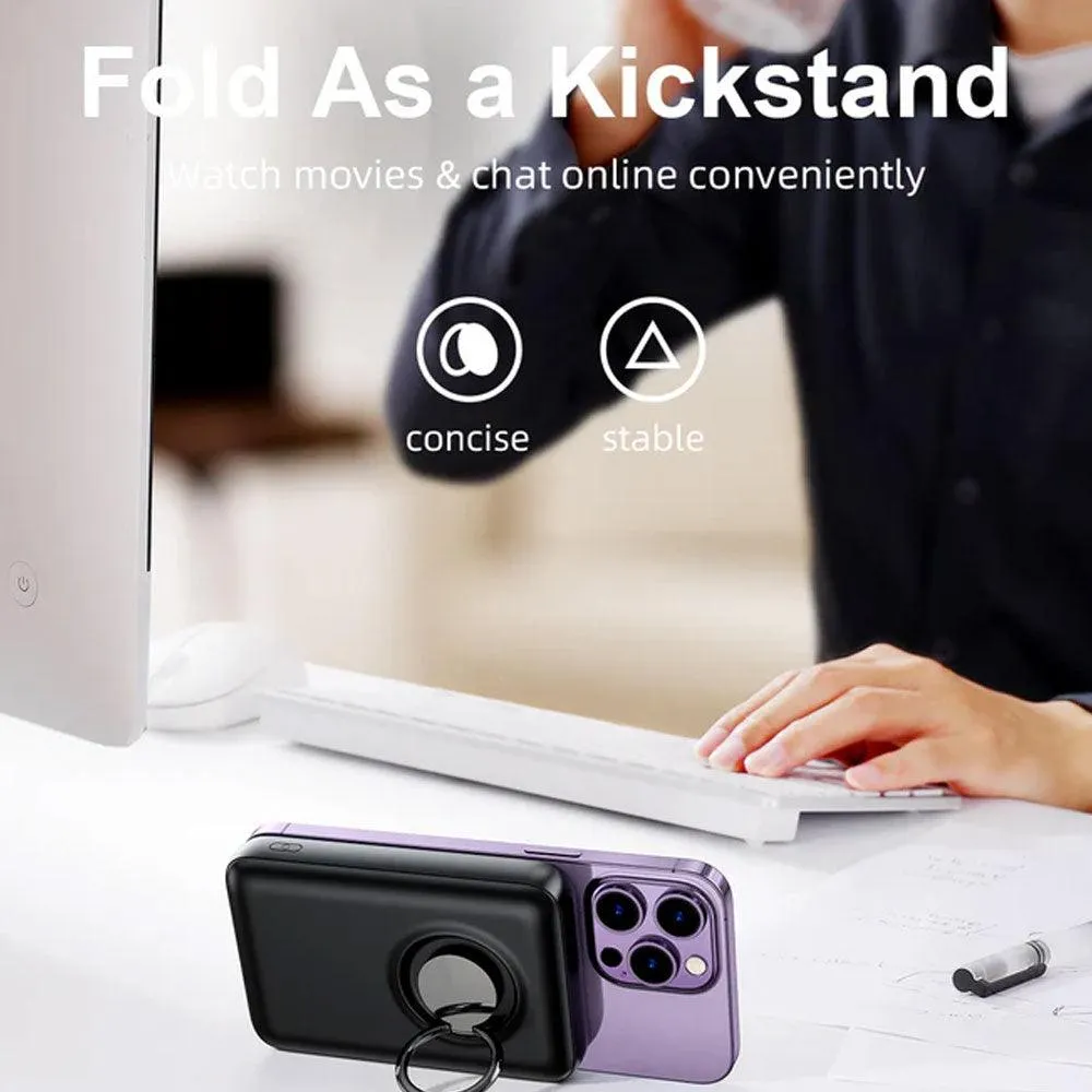 Joyroom JR-W050 Magnetic Wireless Power Bank with Ring Holder USB   Type-C 20W Fast Charging 10000mAh