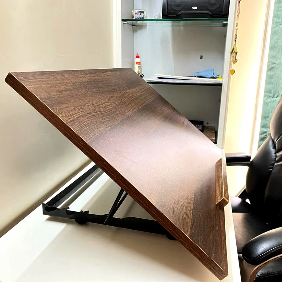 Kawachi Wooden Portable Architect Drafting Table Engineering Drawing Board with 5 Adjustable Angles Size (28" x 19")KW88 Brown-