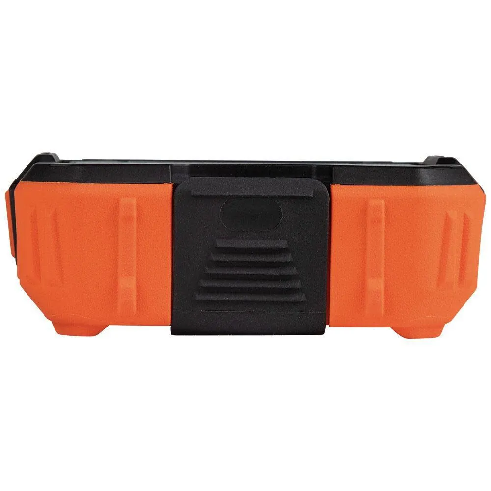 Klein Tools AEPJS2 Bluetooth Speaker With Magnetic Strip and Hook, Rechargeable, Wireless and Aux Capable, Hands Free Capable, Smart Phone Charging, 10 Hr Run Time, IP54 Dust and Water Resistant