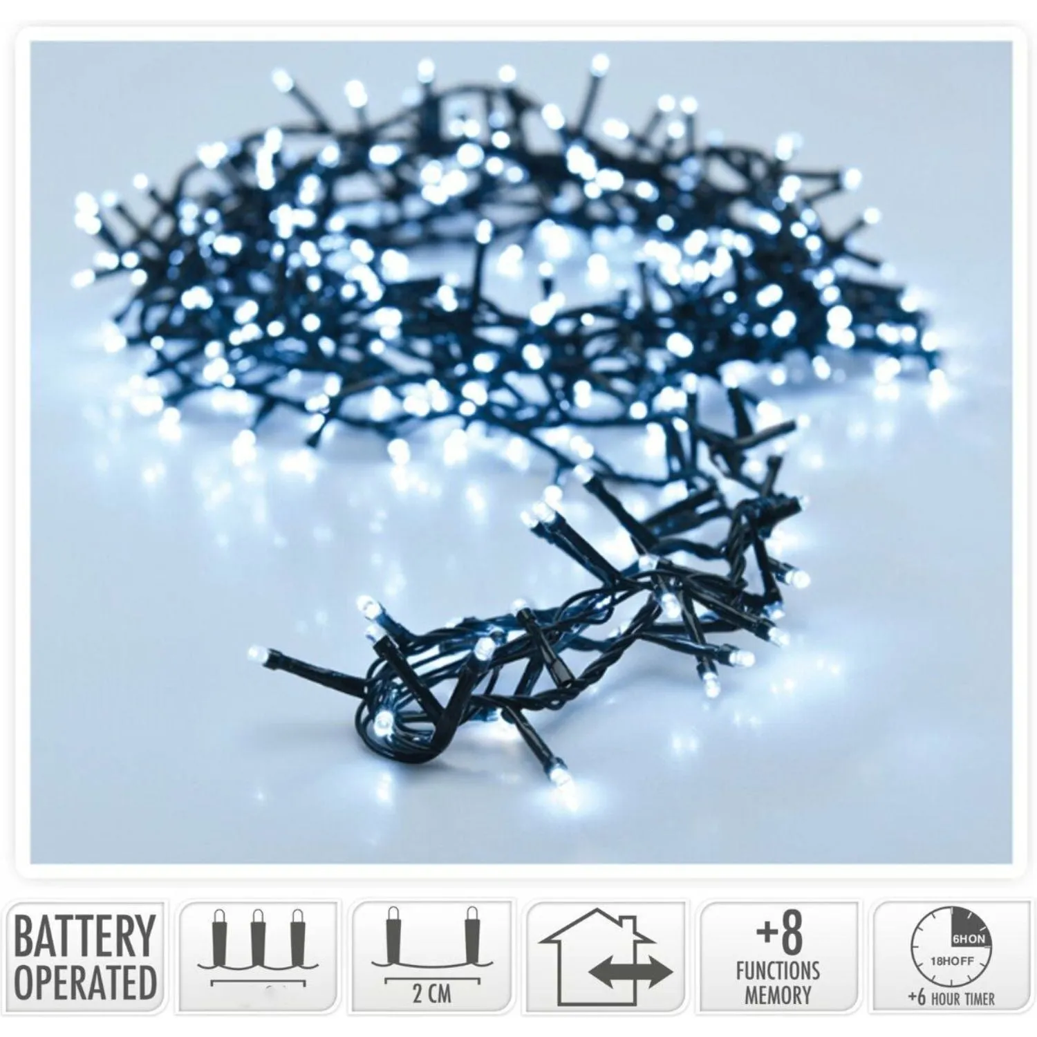 Koopman 200 LED Cool White Micro Cluster Lights - 4m