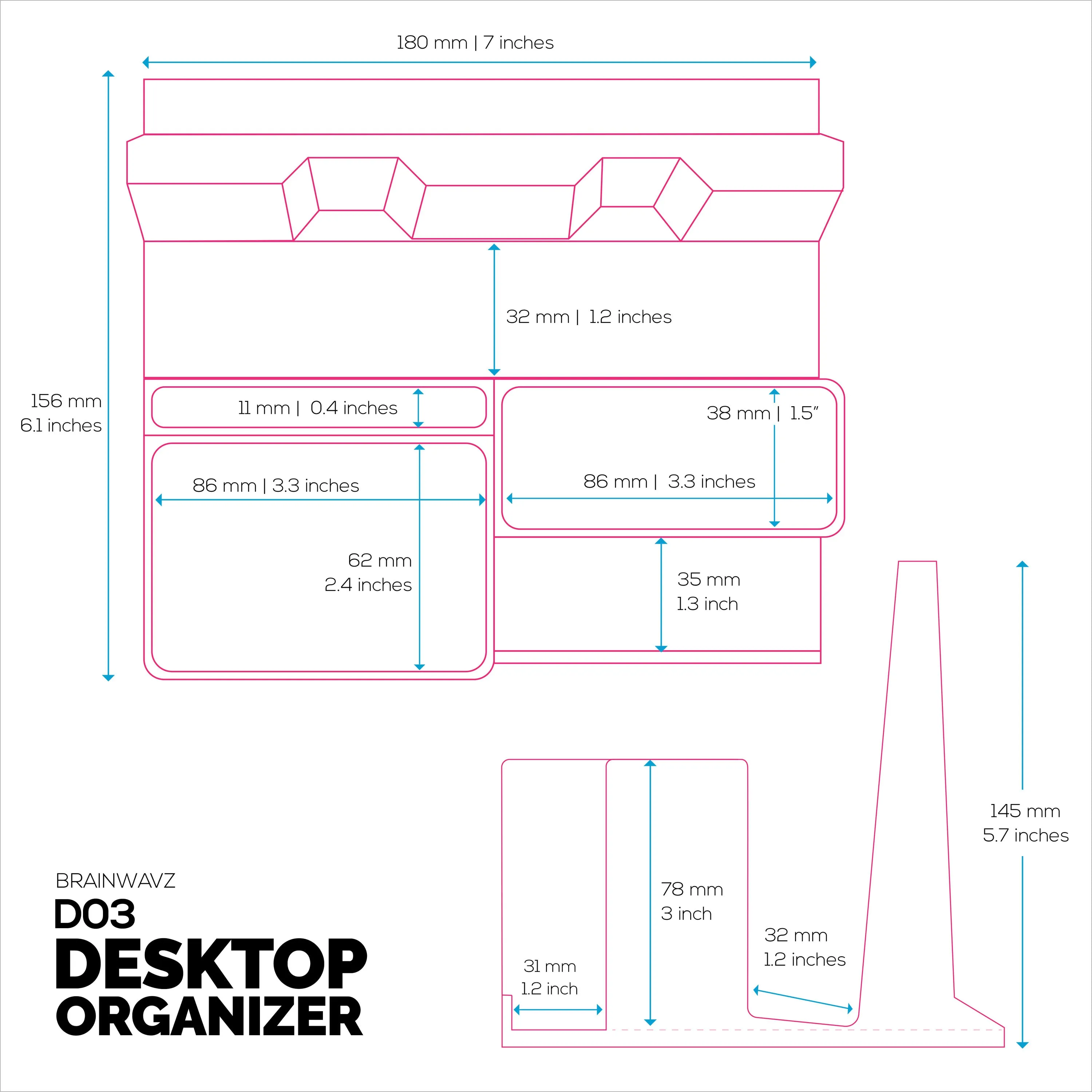 Laptop Stand for Desk with Pen Holder & Phone Stand - All In One Organizer, Reduce Desktop Clutter