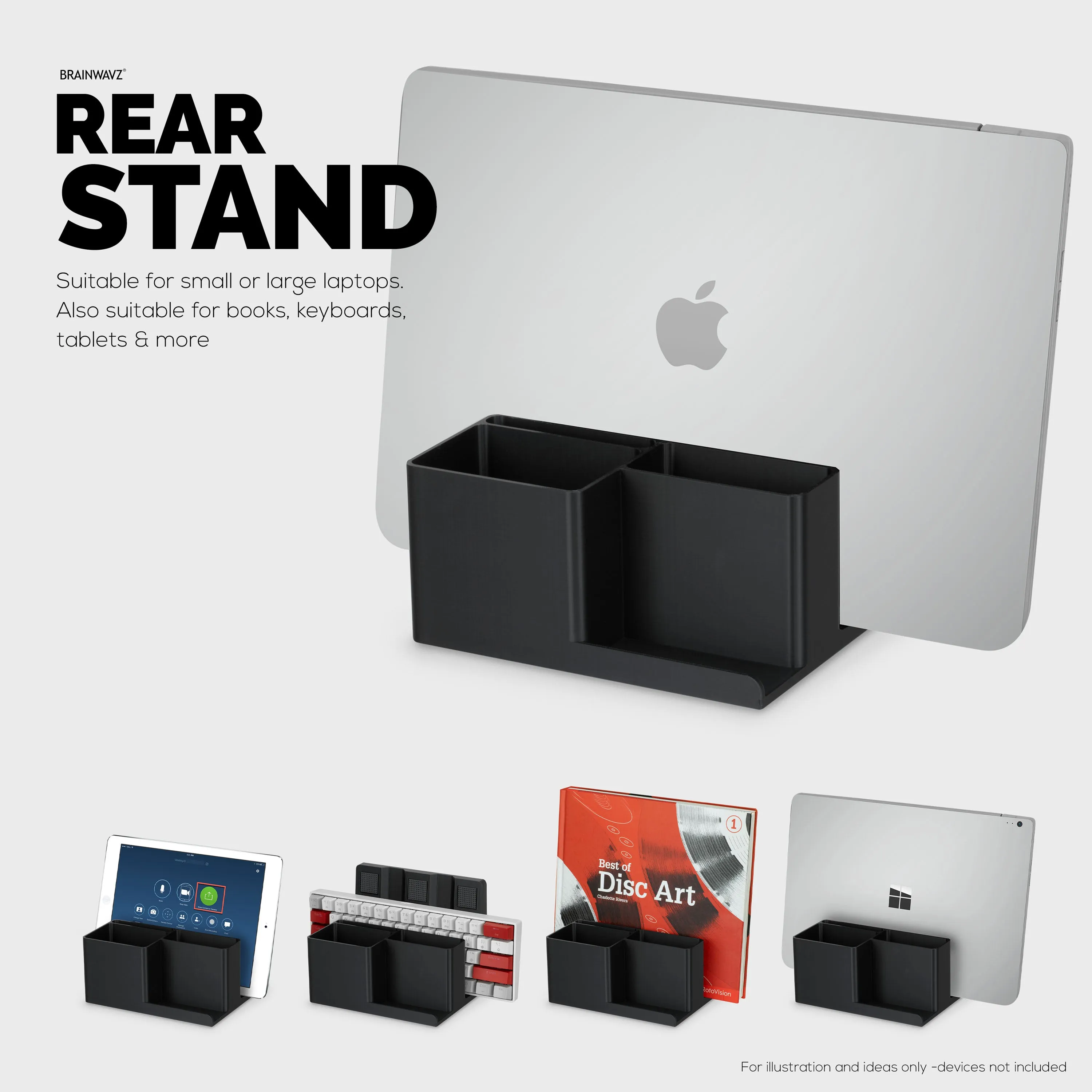 Laptop Stand for Desk with Pen Holder & Phone Stand - All In One Organizer, Reduce Desktop Clutter