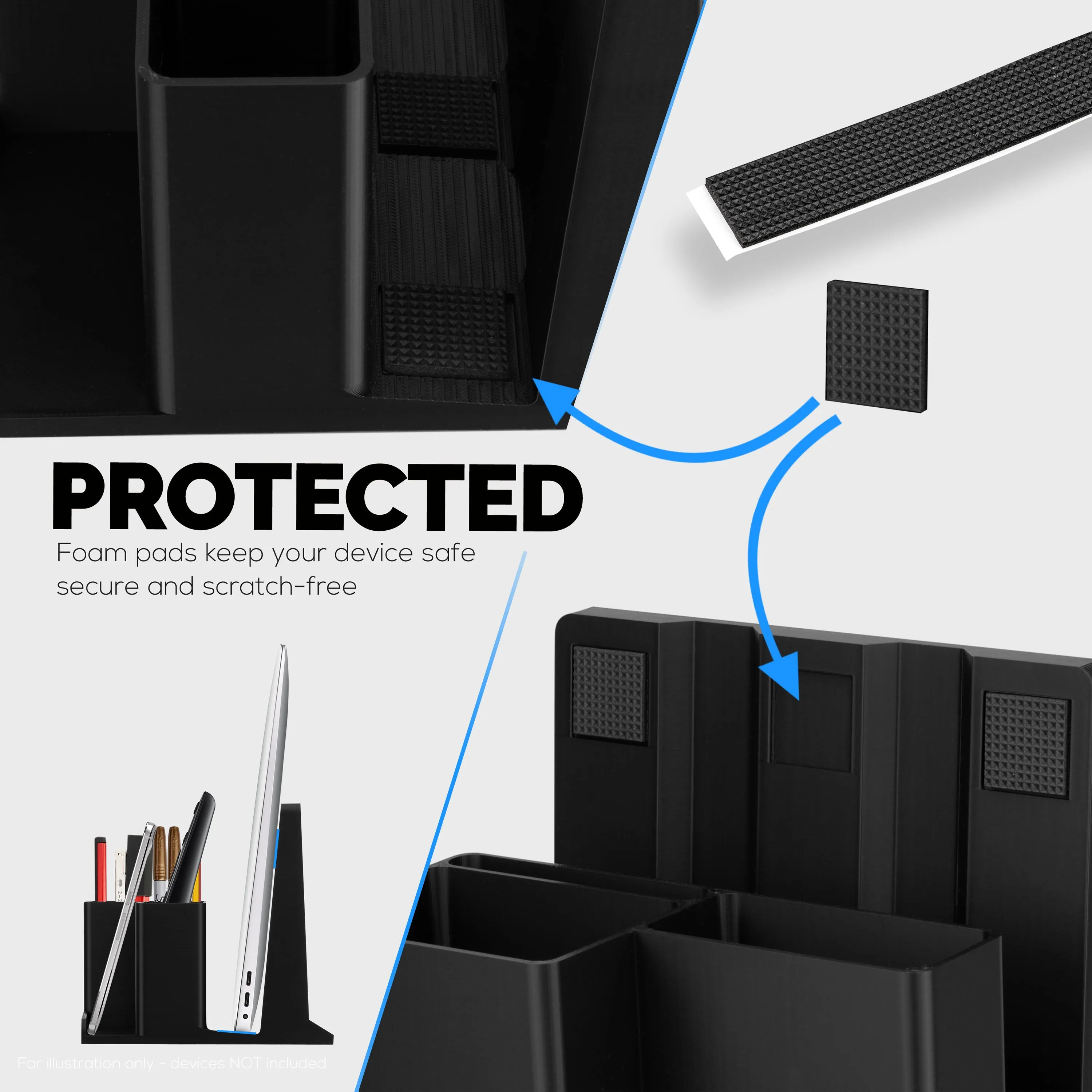 Laptop Stand for Desk with Pen Holder & Phone Stand - All In One Organizer, Reduce Desktop Clutter