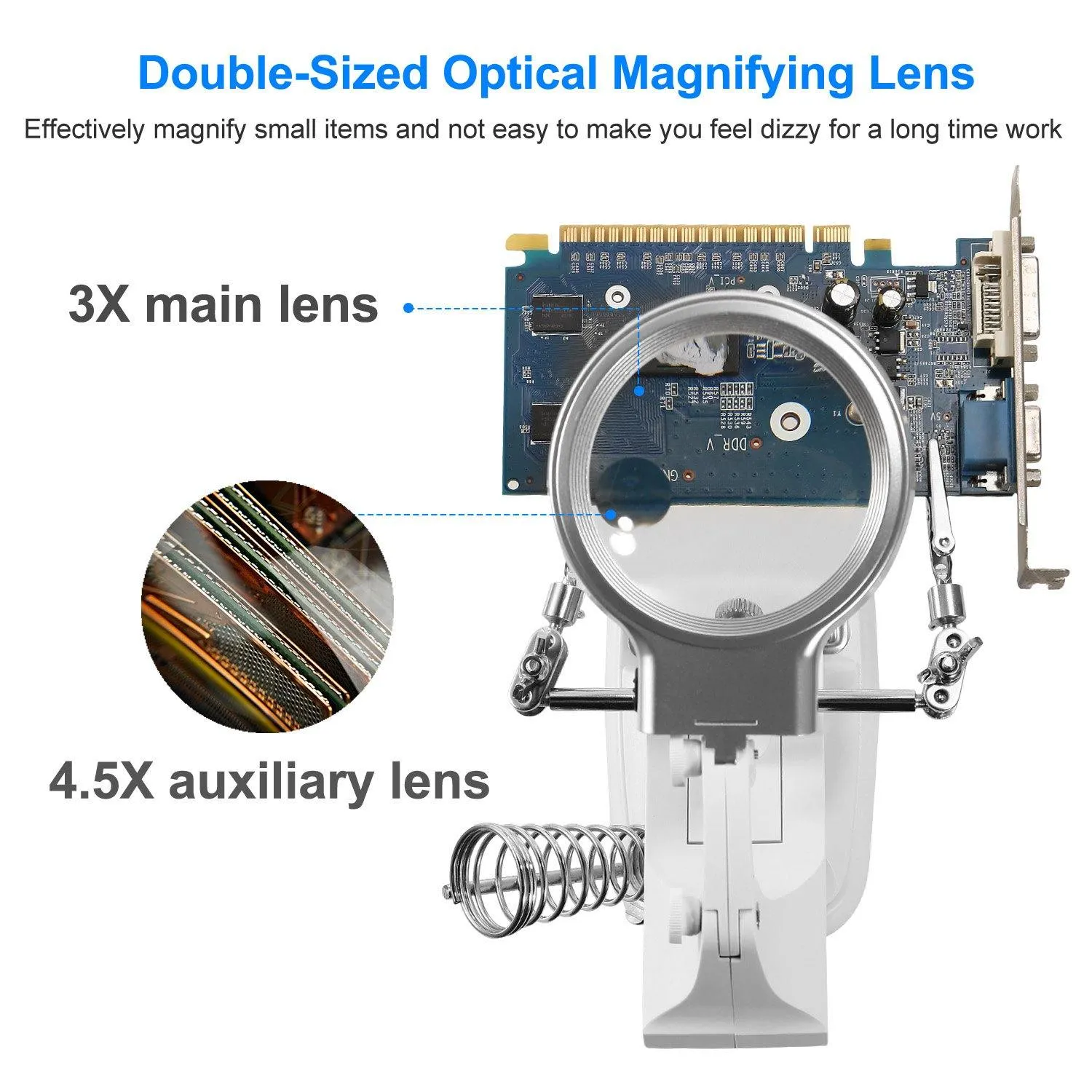 LED Lights Helping Hands Magnifying Glass