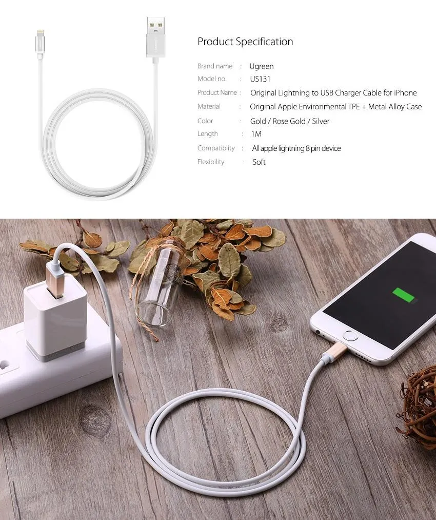 Lightning for iPhone Cable 2.1A USB Charger Data Cable