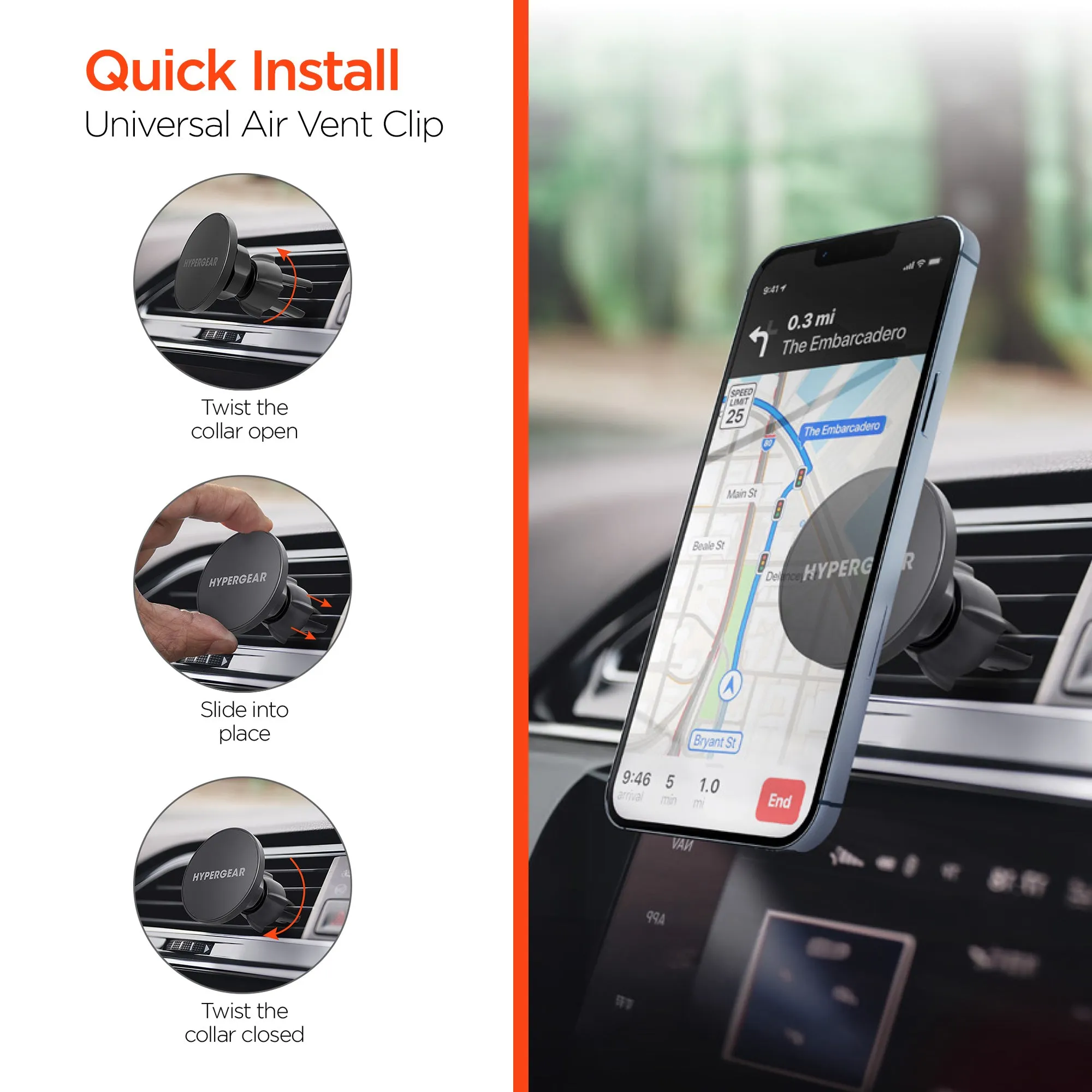 Mag Grip Phone Mount Kit with MagSafe | Vent   Dash   Windshield | for iPhone 15, 14, 13 Series |Black