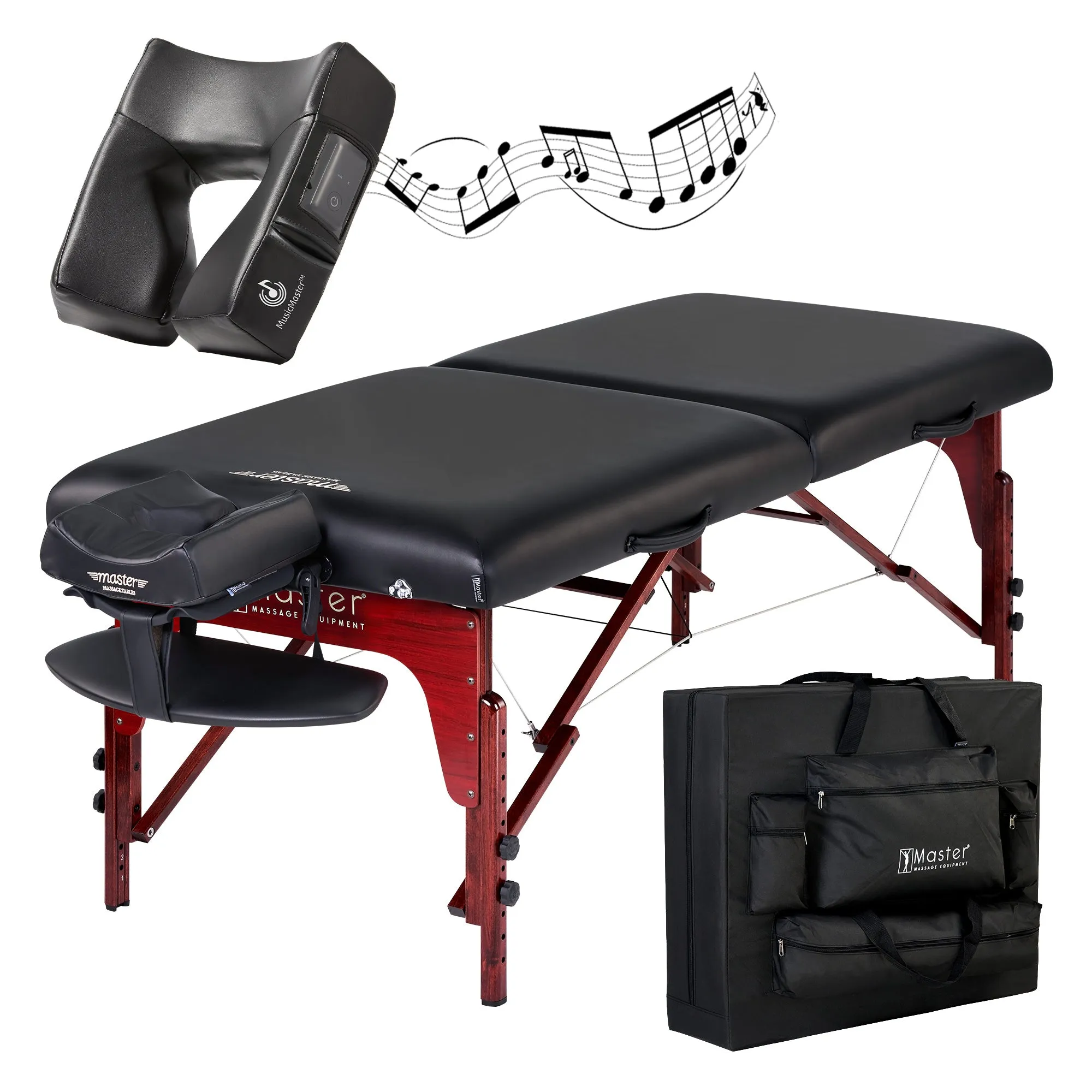 Master Massage 31" Montclair™ Portable Massage Table Package with MEMORY FOAM Layer, Shiatsu Cables, & Reiki Panels! (Black Color)