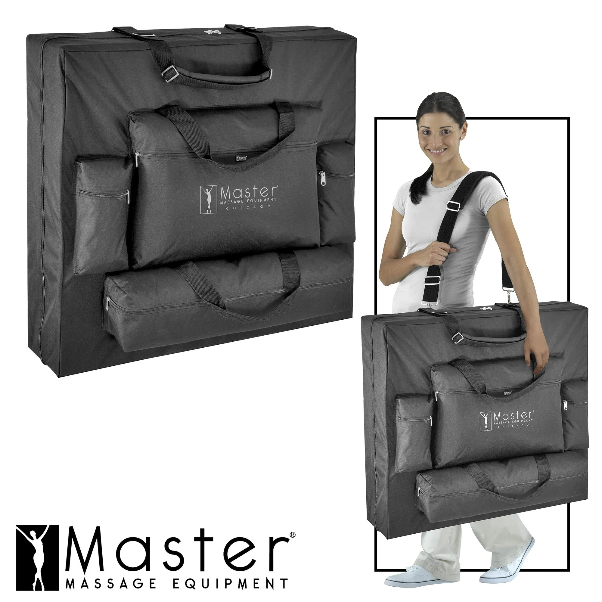 Master Massage 31" Montclair™ Portable Massage Table Package with MEMORY FOAM Layer, Shiatsu Cables, & Reiki Panels! (Black Color)