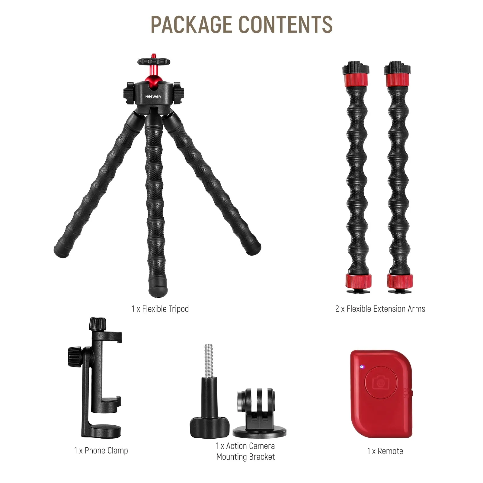 NEEWER T90 Flexible Tripod with Two Detachable Magic Arms