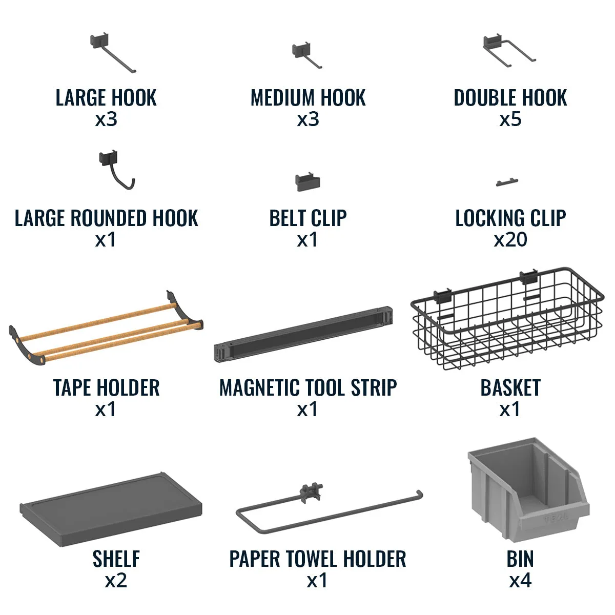 OUTLET | 51" x 32" Pristine PRO Pegboard |23 Attachments | Magnetic Tool Bar