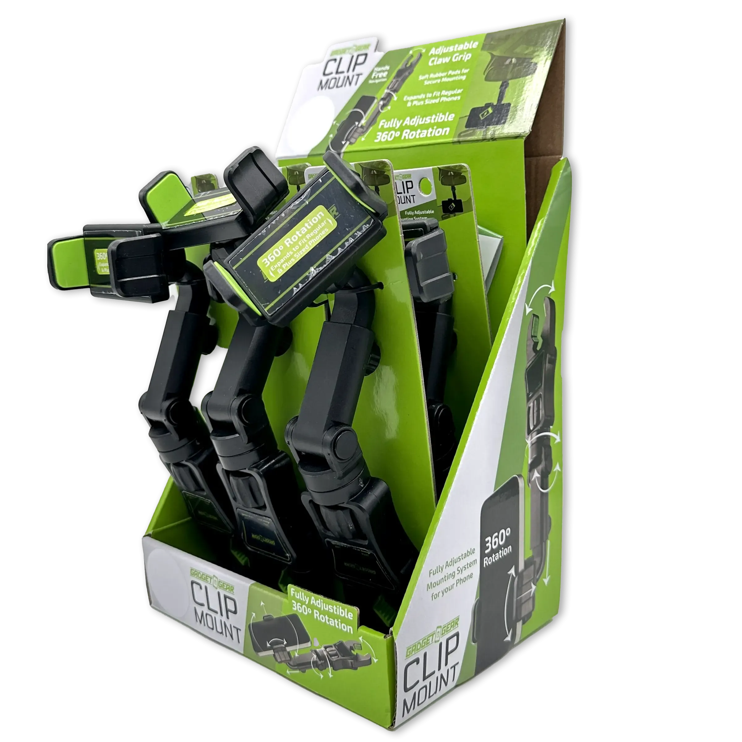 Phone Stand with Claw Clip Mount - 6 Pieces Per Retail Ready Display 23717
