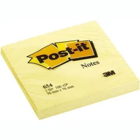 Post-It 654 Original Notes 76 X 76Mm Yellow