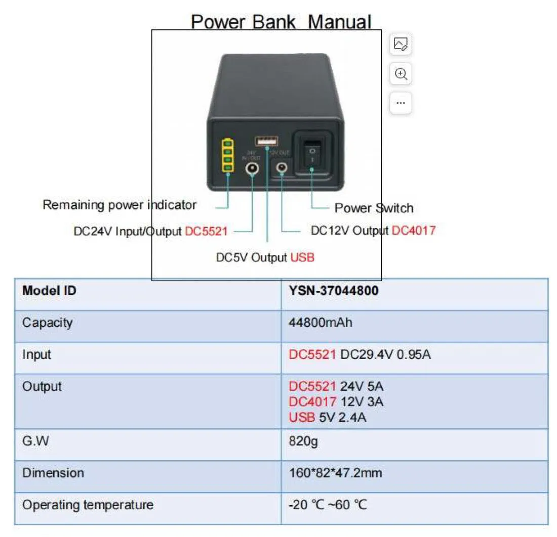 Powerbank Battery 44800mAh for DC5V/2A  DC12V DC24V IRLT range & other devices