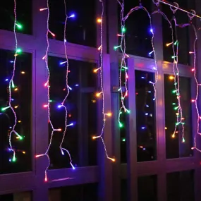 Quntis Christmas LED Icicle Lights – Multicolor Fairy String Lights, Plug-In Extendable Curtain Lights for Bedroom, Patio, Yard, Garden & Party Decor