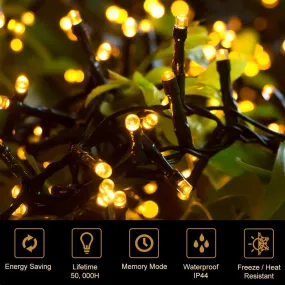 Quntis Waterproof Christmas String Lights – 8 Modes, Available in 2 Sizes for Holiday & Xmas Decor