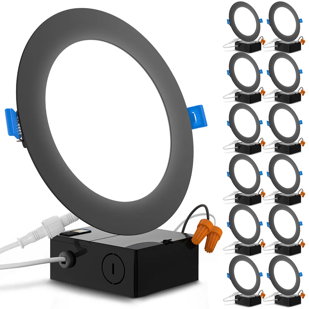 Recessed LED Lighting, 6-Inch, Slim, Wafer Thin, Black Trim, 14W, 850 Lumens