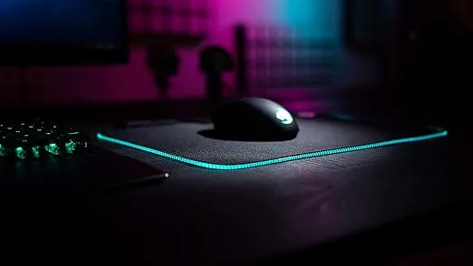 ROCCAT Sense Aimo RGB Illumination Gaming PC Mousepad, Non Slip Back, Computer Mouse Pad, Soft PC Gaming Desktop Mat with Stitched Edges, Owl Eye Sensors, Black, Medium