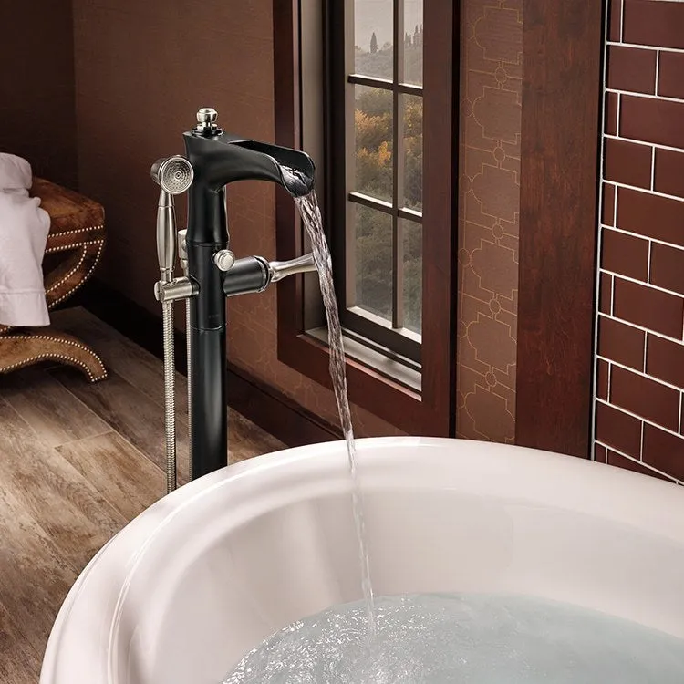 Rook Single Handle Freestanding Tub Filler with Handshower
