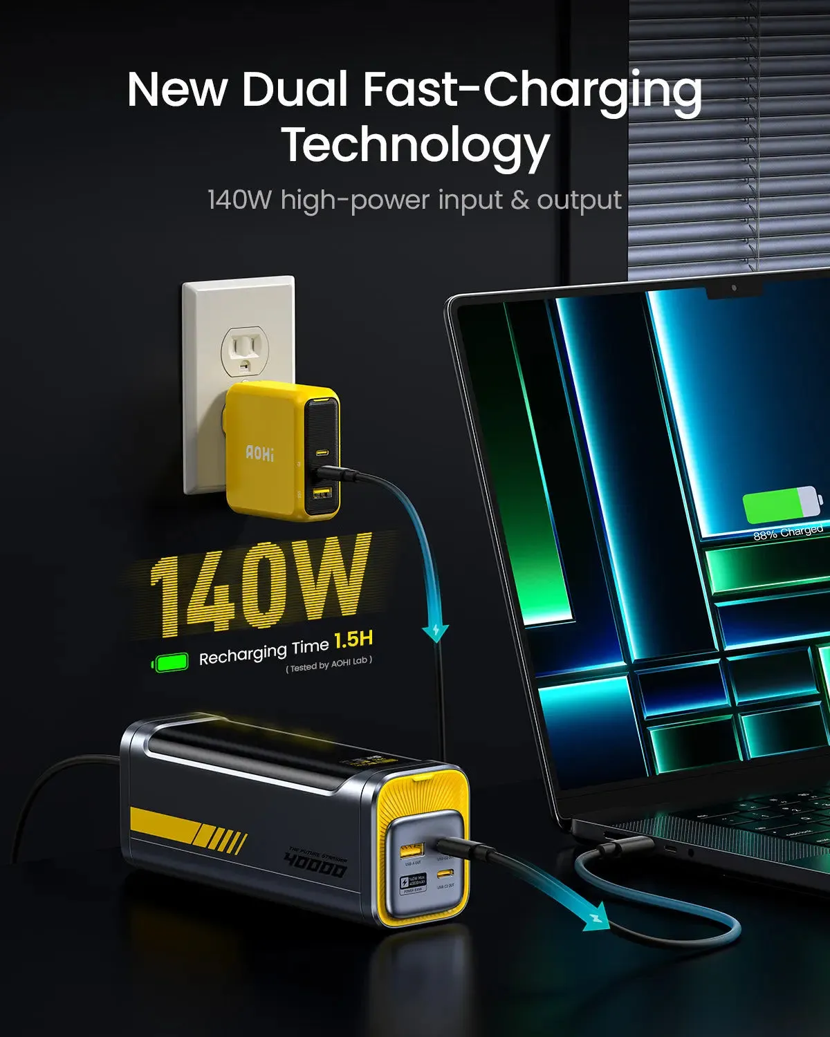 【Save $100】AOHI Starship 2-in-1 40000mAh PD3.1 140W Power Bank with 240W Future Power Cable Set