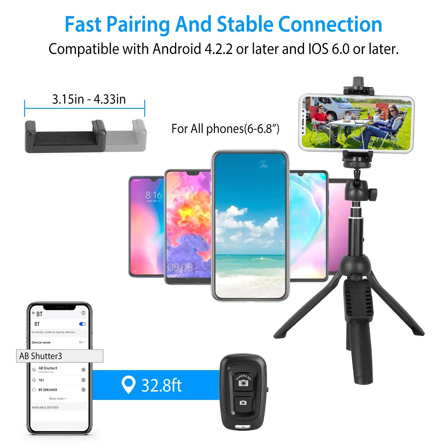Selfie Stick Tripod Wireless Desktop Phone Tripod Stand