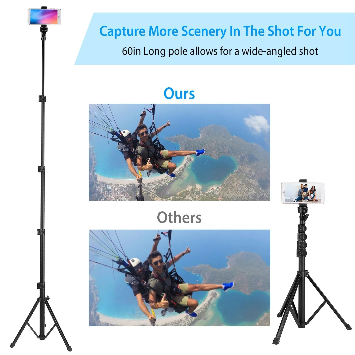 Selfie Stick Tripod Wireless Desktop Phone Tripod Stand