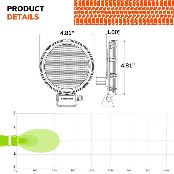 SLB RGRND4INFL1 Sylvania Rugged Round 4" LED Pod (Flood)