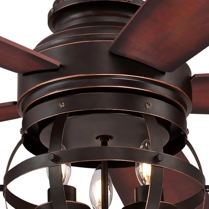 Stella Mira 52-Inch Five-Blade Indoor Ceiling Fan, Oil Rubbed Bronze Finish with Dimmable LED Light Kit