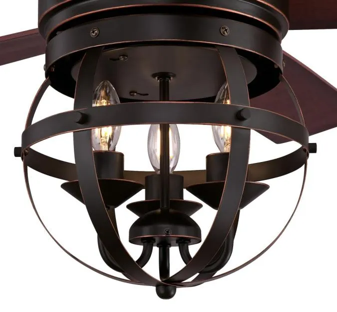 Stella Mira 52-Inch Five-Blade Indoor Ceiling Fan, Oil Rubbed Bronze Finish with Dimmable LED Light Kit