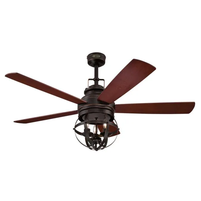 Stella Mira 52-Inch Five-Blade Indoor Ceiling Fan, Oil Rubbed Bronze Finish with Dimmable LED Light Kit