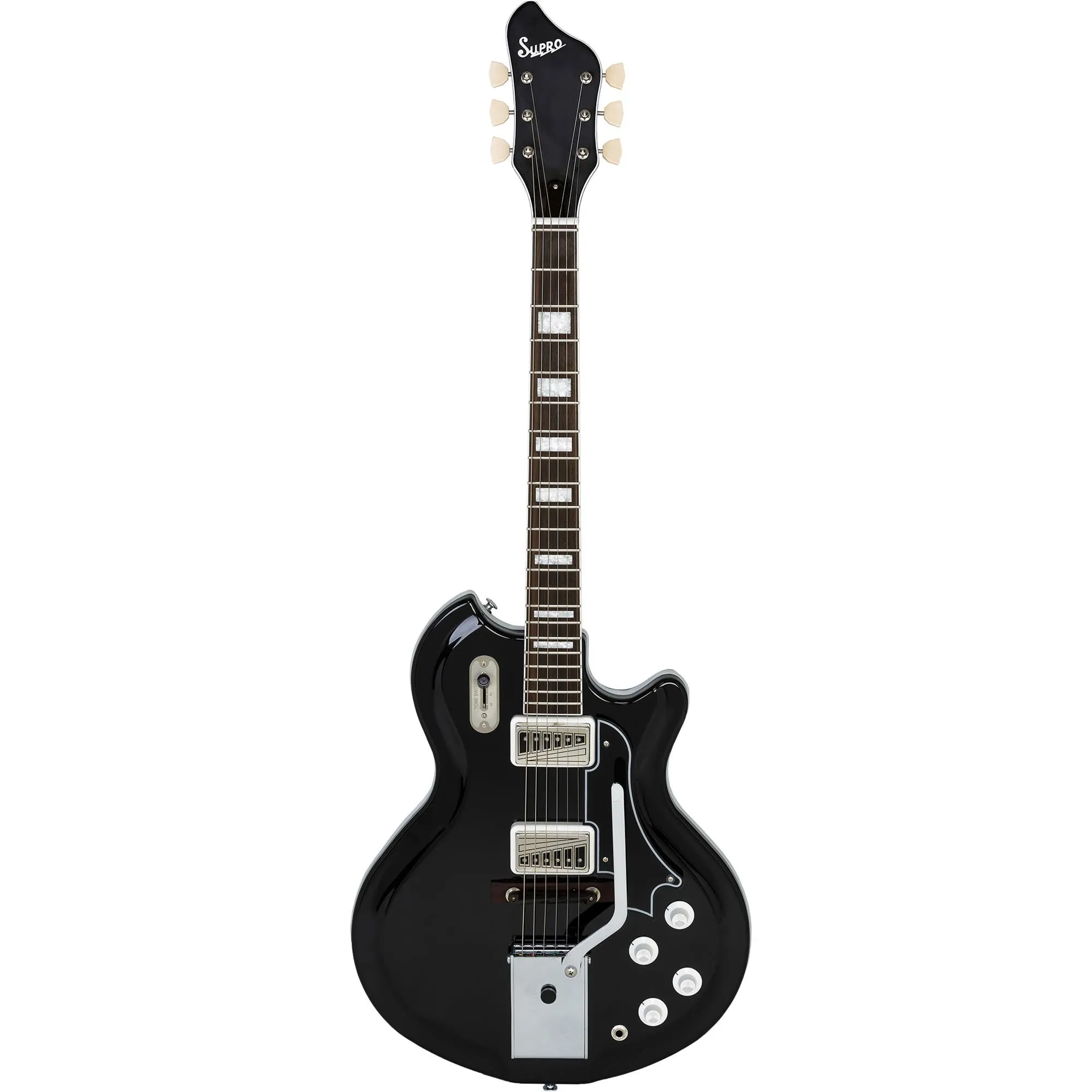 Supro Americana Series Coronado II Vibrato Guitar - Jet Black