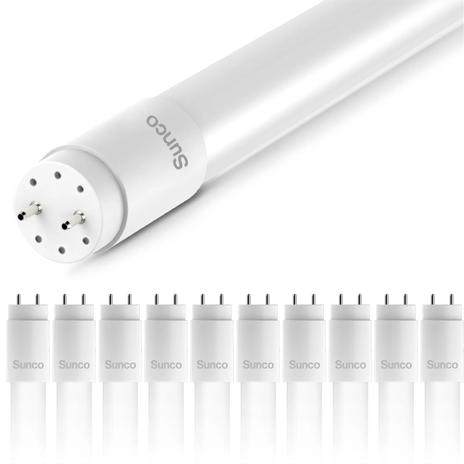T8 LED Tube, 4ft, Frosted, Plug & Play, Hybrid Type A B, Single/Double Ended, 20W, 2400 Lumens