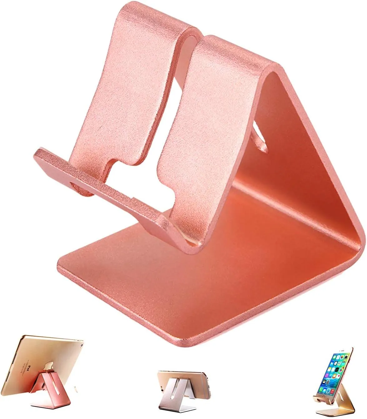 Tablet Stand, Phone Stand - Aluminum Solid Portable Desktop Holder. Dock Compatible with Phone 13/ 12/ 11 XR/ MAX XS/ Max XR, iPad Pro 9.7, 10.5, Air Mini 2/ 3/ 4, Kindle Tab (4-13 Inch) -Black
