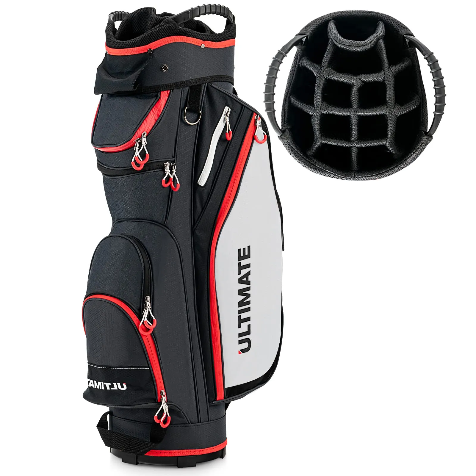 Tangkula 9.5" Golf Cart Bag, Lightweight Golf Cart Bag with 14 Way Dividers Top Organizer, 8 Pockets