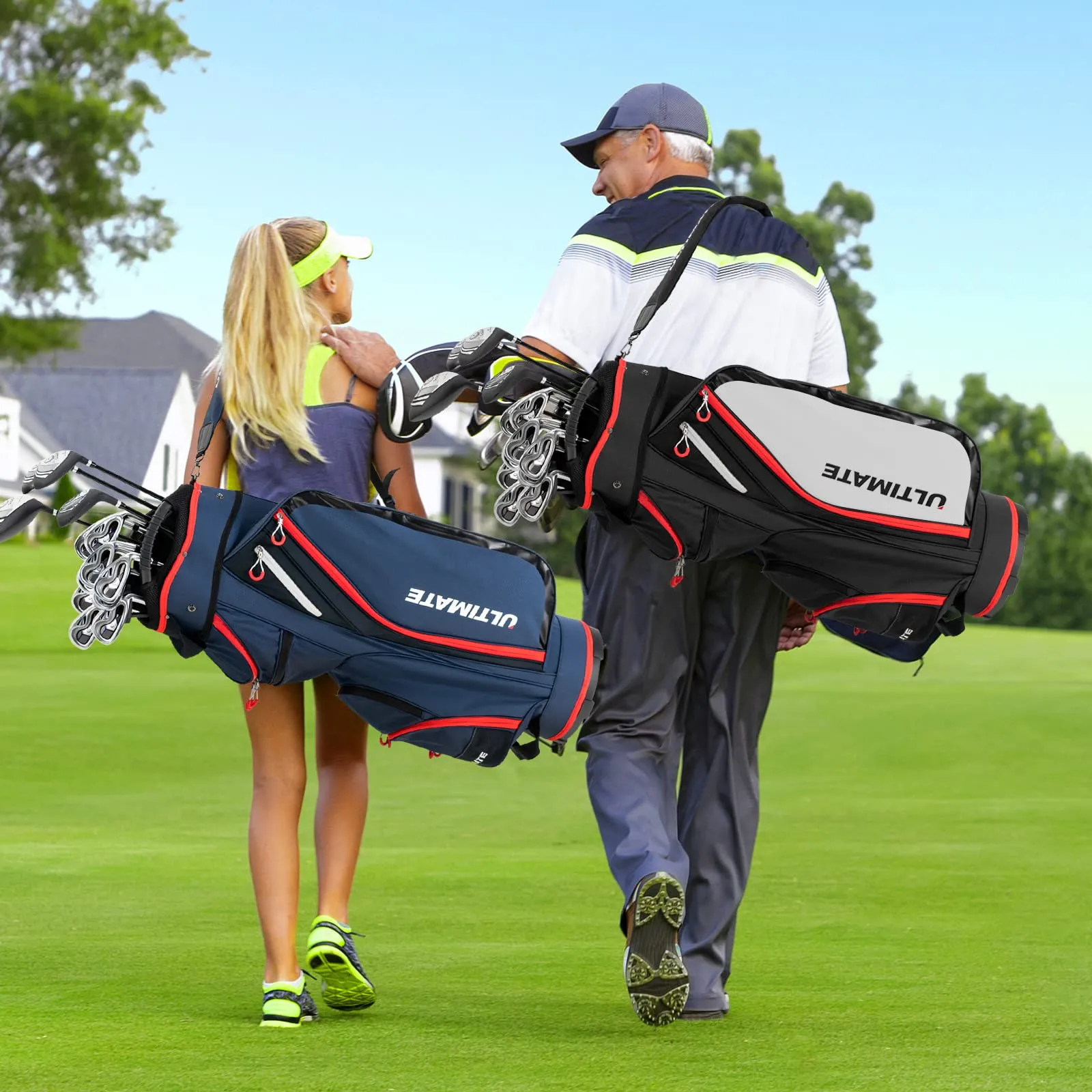 Tangkula 9.5" Golf Cart Bag, Lightweight Golf Cart Bag with 14 Way Dividers Top Organizer, 8 Pockets