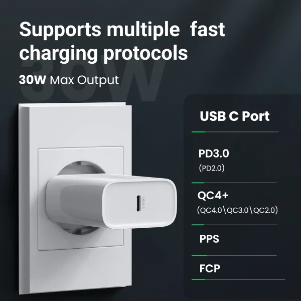 Ugreen 30W USB C Charger With PD3.0 & 1m Lightning Cable