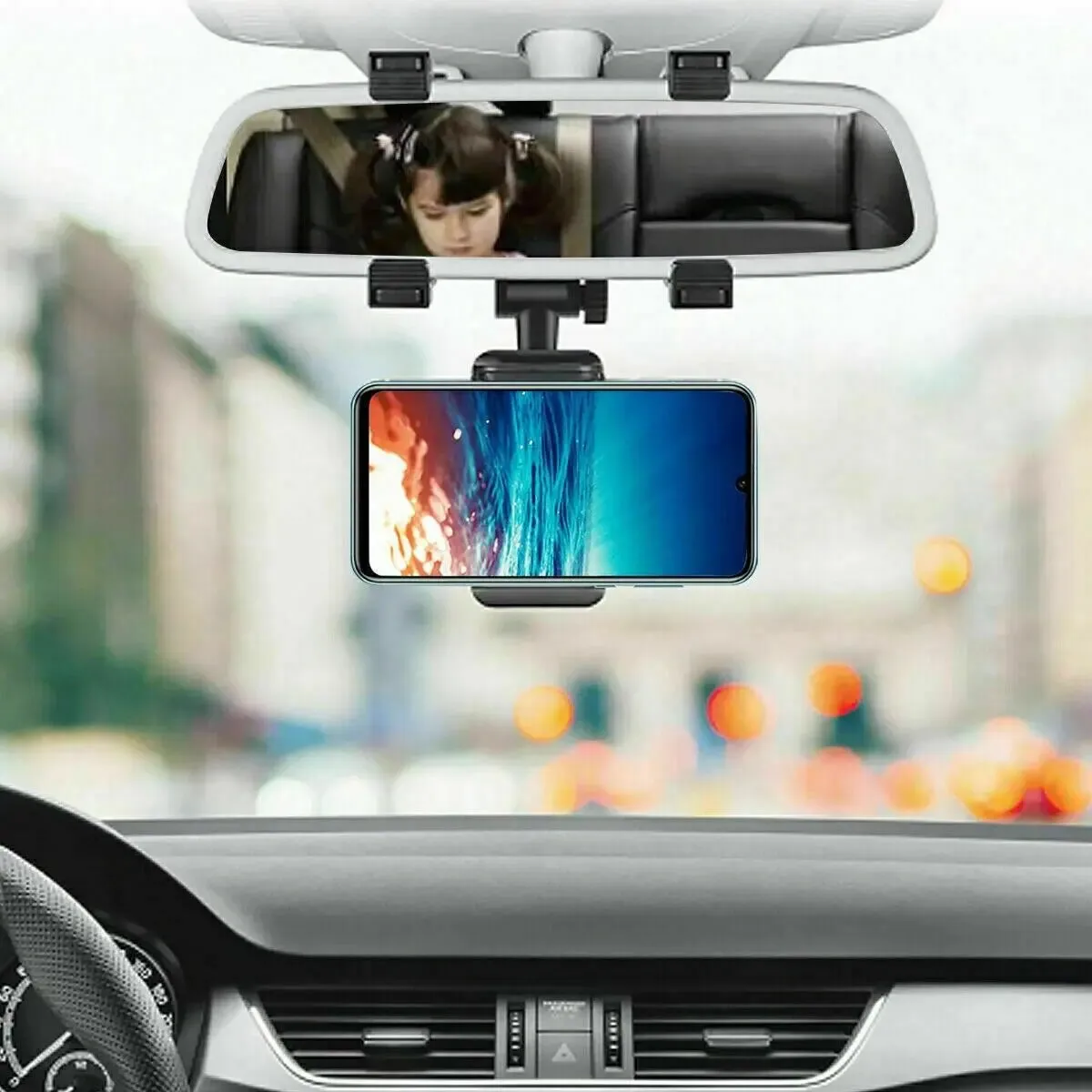 Universal 360 Rotation Car Rear View Mirror Mount Stand GPS Cell Phone-Universal Car Mount