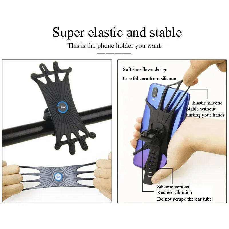 Universal Bicycle Mobile Phone Holder for Mobile Cell Phone GPS Silicone Motorcycle Bike Cycling Handlebar Stand Support Bracket