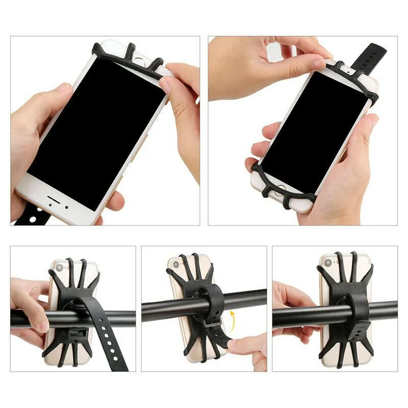 Universal Bicycle Mobile Phone Holder for Mobile Cell Phone GPS Silicone Motorcycle Bike Cycling Handlebar Stand Support Bracket
