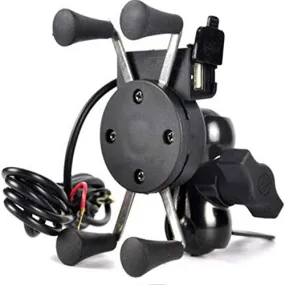 Universal Bike Mobile Holder Mount Cradle Bike with Mobile Charger USB Port for Bikes Motorcycles Scooters Bicycle Activa