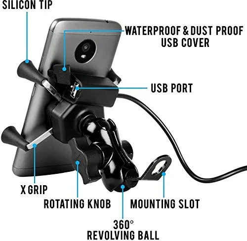 Universal Bike Mobile Holder Mount Cradle Bike with Mobile Charger USB Port for Bikes Motorcycles Scooters Bicycle Activa