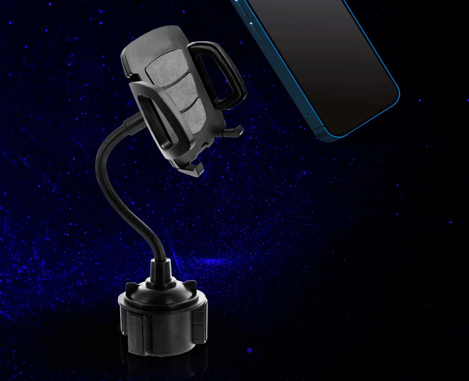 Universal Gooseneck Cup Holder Phone Mount, Adjustable, 360° Rotating for Cars & Trucks