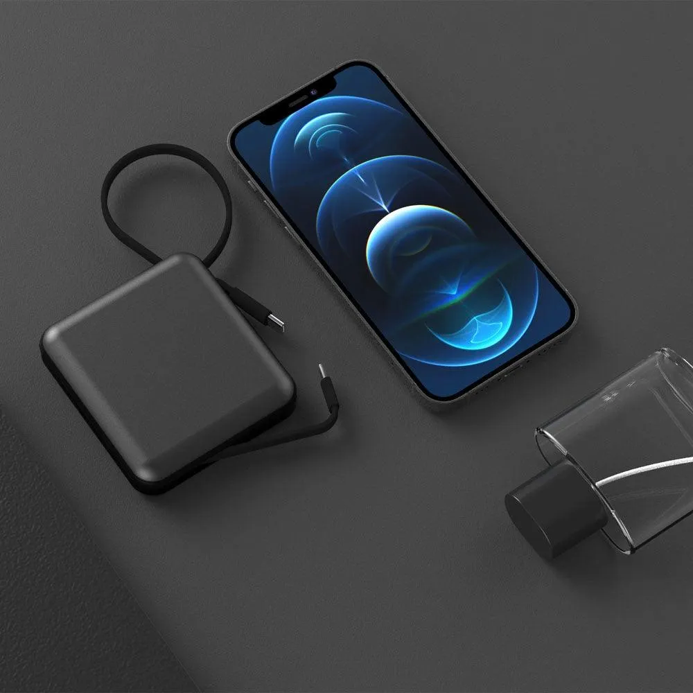 Vinnic Damavand Fast Charge 10,000mAh Built-in Cables PD QC Powerbank - Graphite