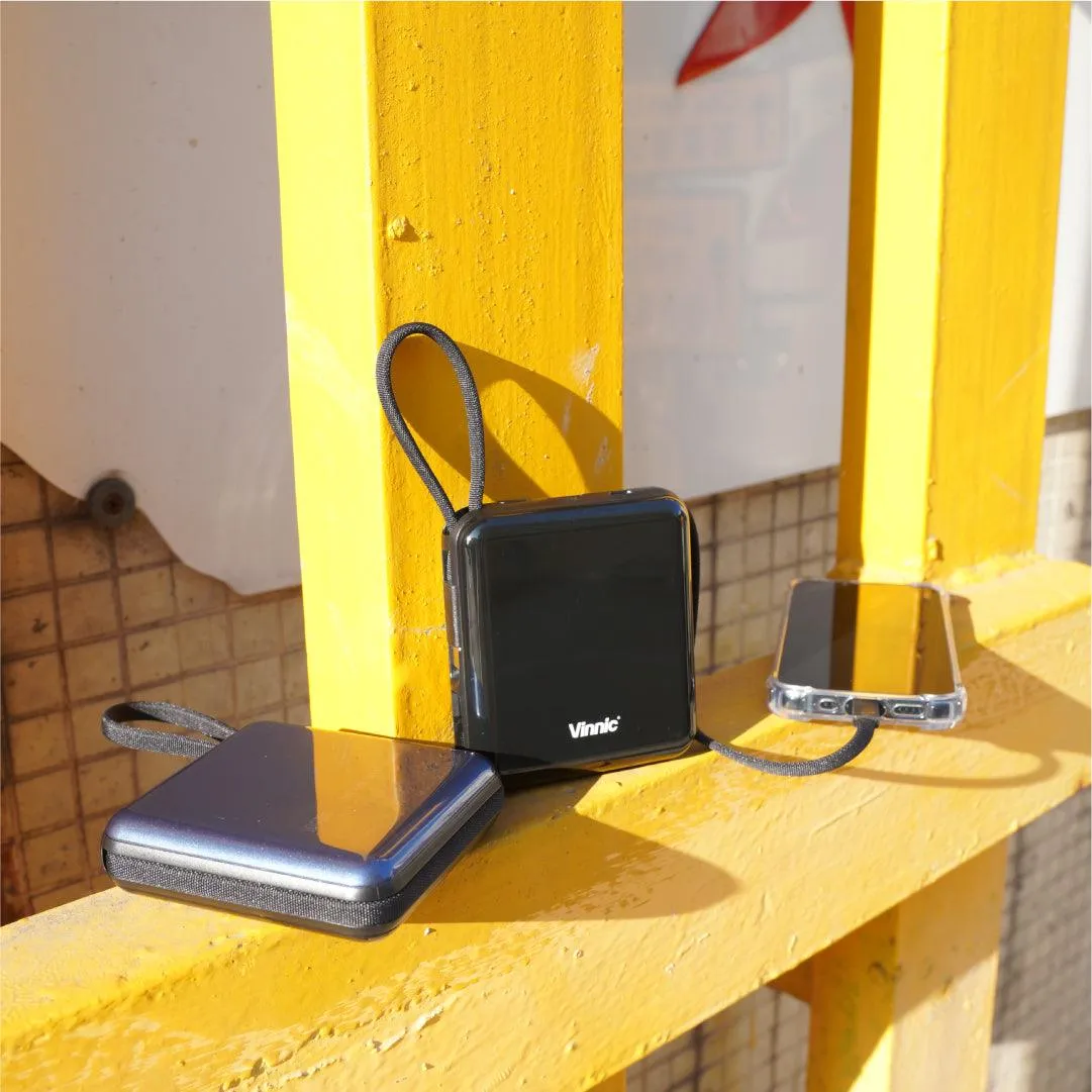 Vinnic Damavand Fast Charge 10,000mAh Built-in Cables PD QC Powerbank - Navy