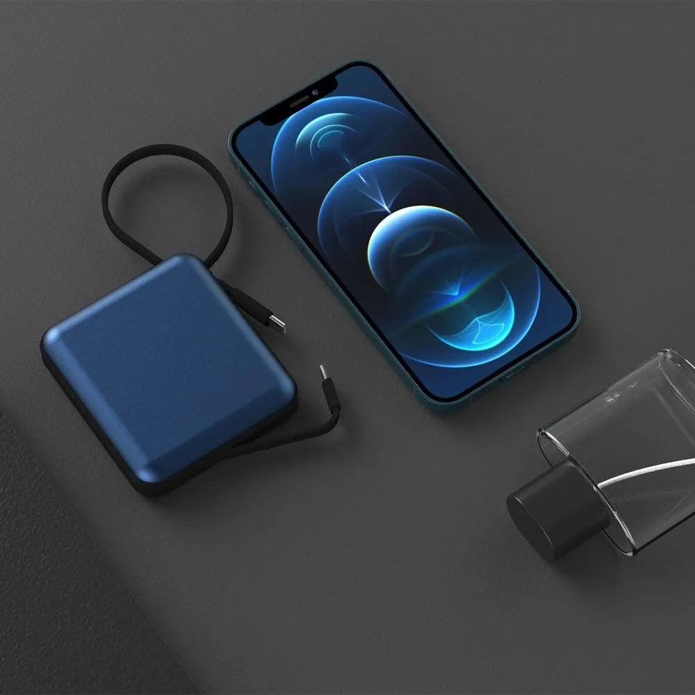Vinnic Damavand Fast Charge 10,000mAh Built-in Cables PD QC Powerbank - Navy