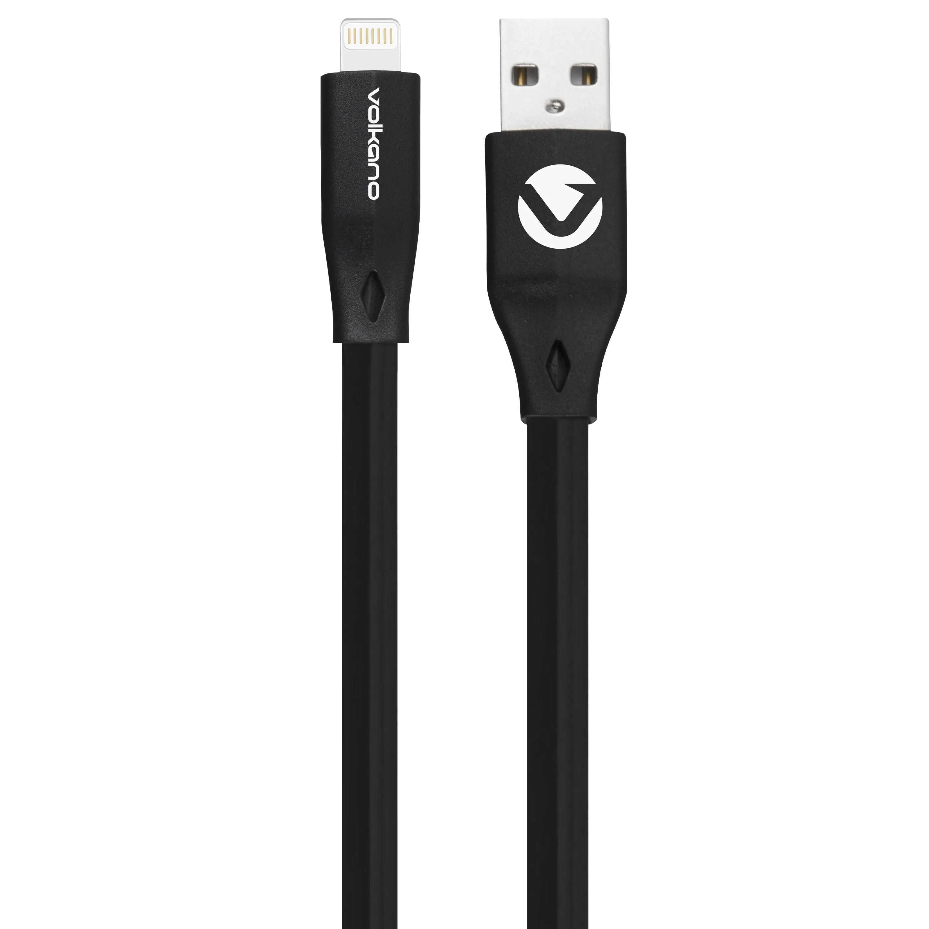 Volkano Slim Series Flat PVC Lightning Cable 1.2m - Black