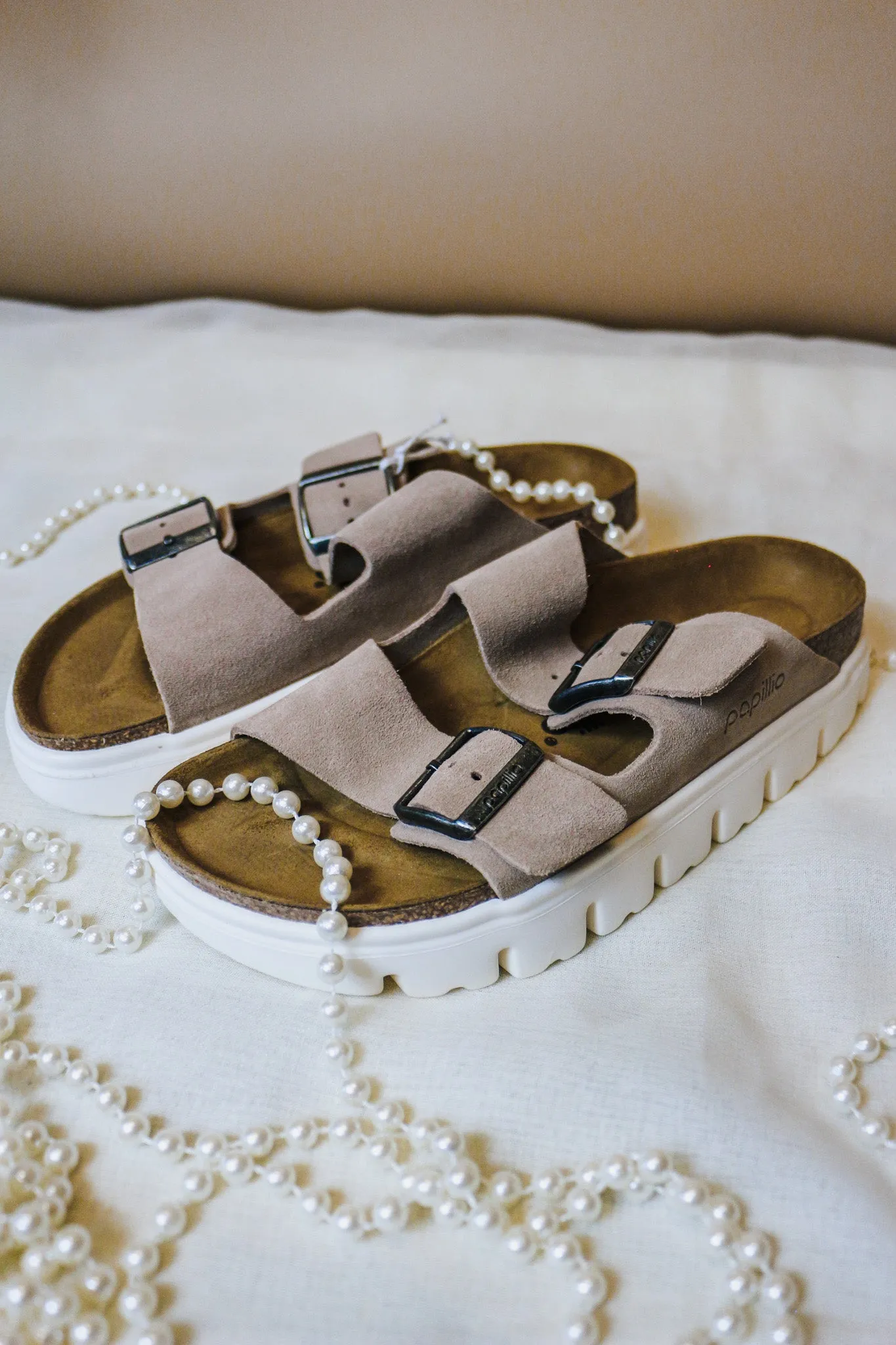 Warm Sand Arizona Chunky Suede Leather Platform Birkenstock
