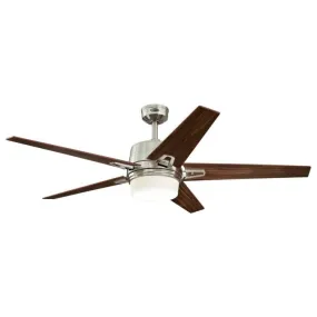 Zephyr 56-Inch Reversible Five-Blade Indoor Ceiling Fan, Brushed Nickel Finish with Dimmable LED Light Kit