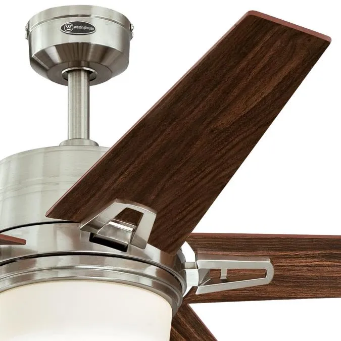 Zephyr 56-Inch Reversible Five-Blade Indoor Ceiling Fan, Brushed Nickel Finish with Dimmable LED Light Kit