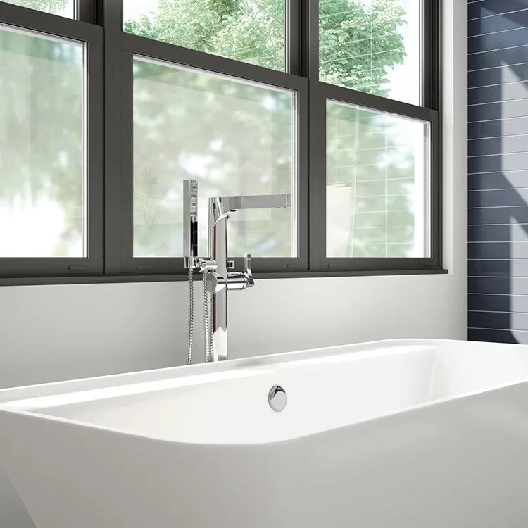Zura Single Handle Freestanding Floor Mount Tub Filler with Handshower